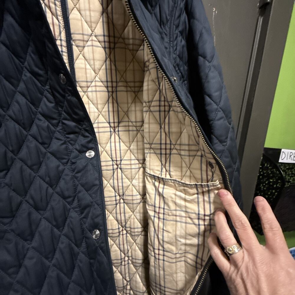 LLBean Quilted Barn Jacket Coat Navy Women’s Size Medium Vintage 90s - Picture 7 of 10